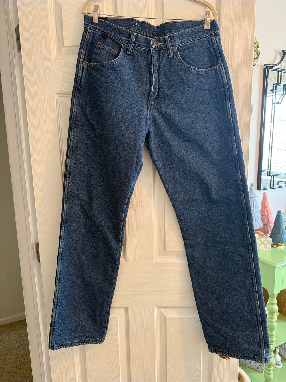 Wrangler Men’s Straight Dark Blue Denim Jeans (Insulated Jeans)